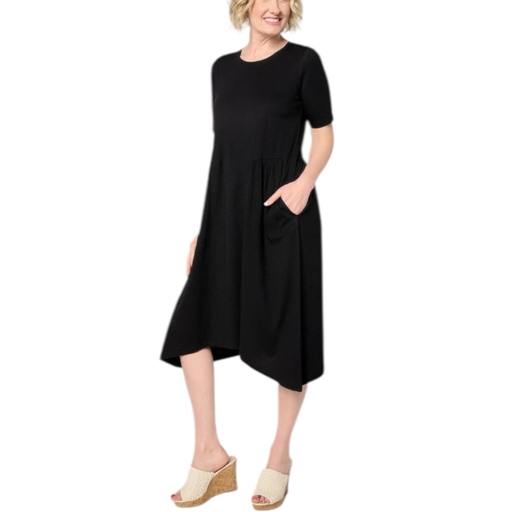LOGO t-shirt dress w/ asymmetrical hem pockets LP​